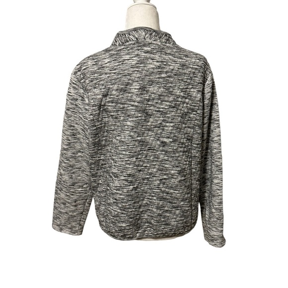 Anthropologie Sunday Quilted Knit Asymmetrical Black White Sweater Blazer L Boho - Picture 2 of 9